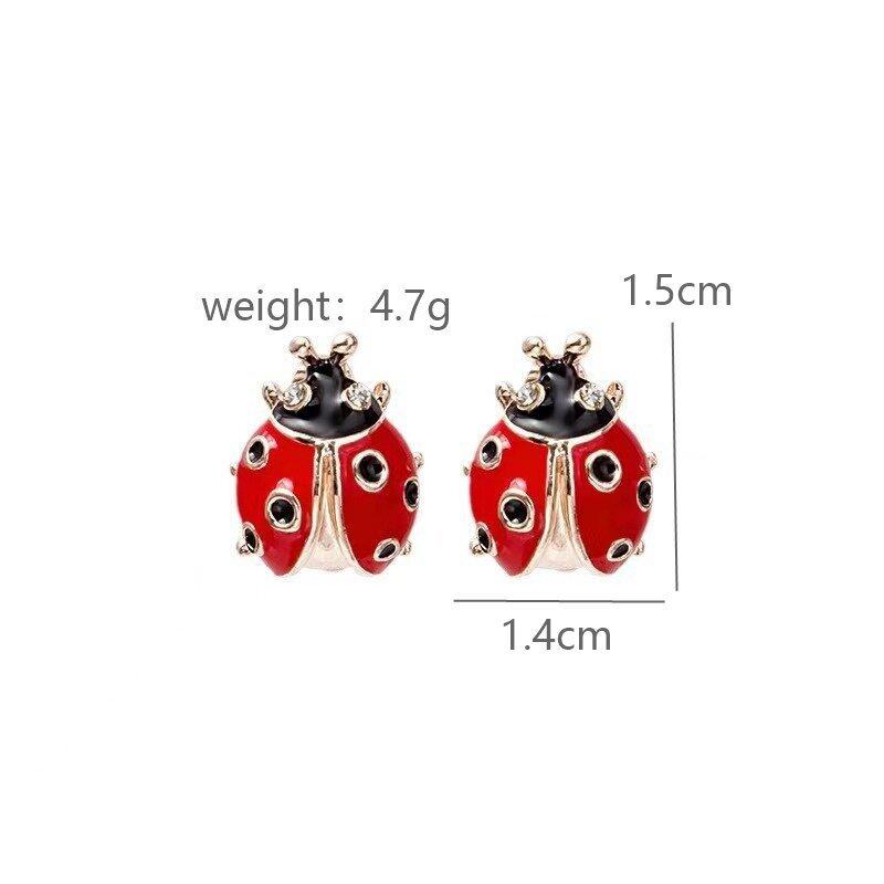Pinkdudu Cute Red Ladybug Drip Glaze Beetle Stud Earrings Personality Trendy Insect Earrings for Women Versatile Fashion Accessory PD2540