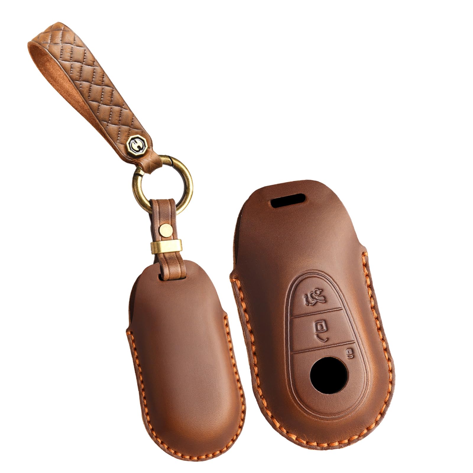 

[KUNIO] Mercedes Exclusive Key Case Smart Keychain Genuine Leather Hand коричневый