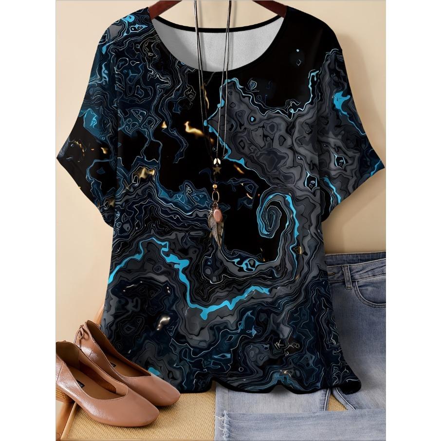 

Женская повседневная футболка с 3D-принтом больших размеров XL-7XL, свободного кроя, с круглым вырезом и короткими рукавами 7XL