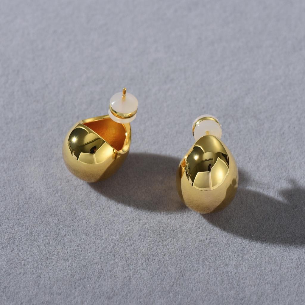 Glossy Oval Ball S925 Silver Needle Earrings Niche Minimalist Commuter Retro Temperament Earrings Women