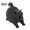 3D Printed Cute Yawning Chubby Cat Figurine, Black White, Wide Stable Anti-Tipping Base, Desktop Decor for Pet Shop Bedroom & Cat Lover Birthday