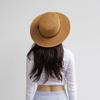 Spring and summer new fashion belt buckle paper grass wide brim flat top straw hat women outdoor shopping shade straw hat tide