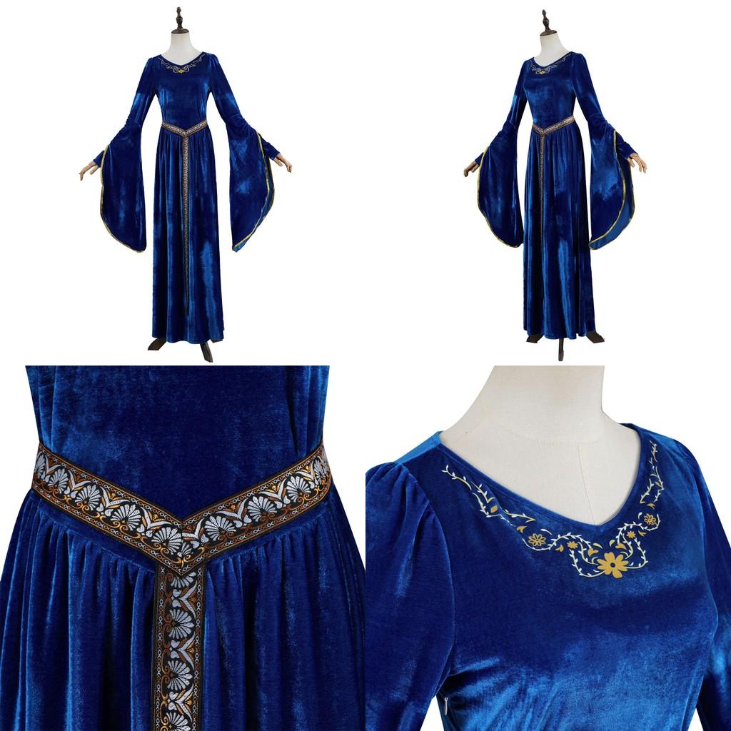 Retro Court Ball Trumpet Sleeve Dress Role Playing Queen Halloween Costume For Adults And Teens