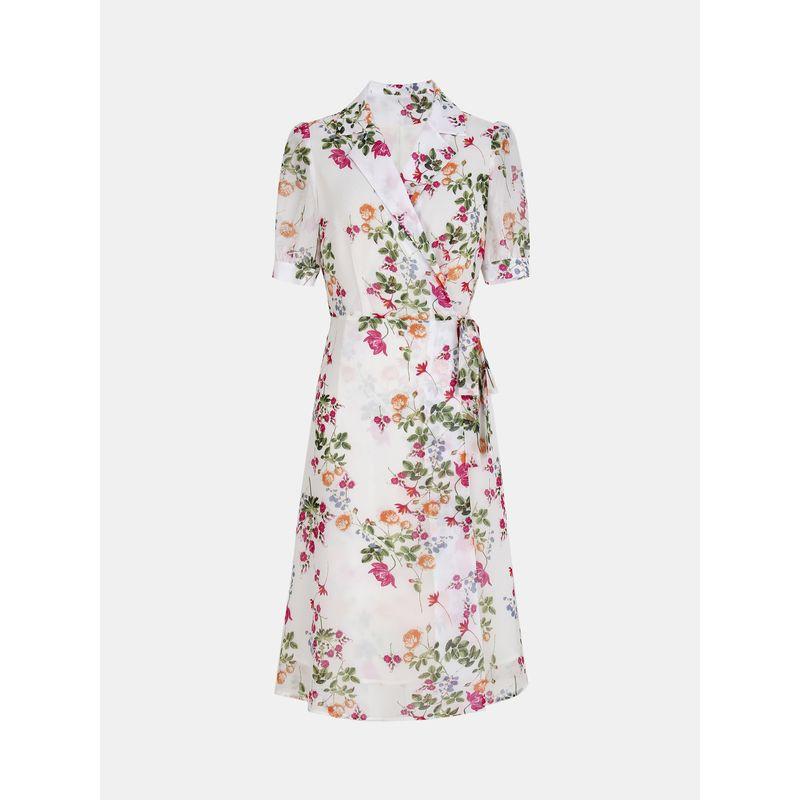 

Blue Rose Plus size women clothing Summer New Short sleeve Suit Collar Wrap Style Tea Dress Dress + Shirts Top Top L