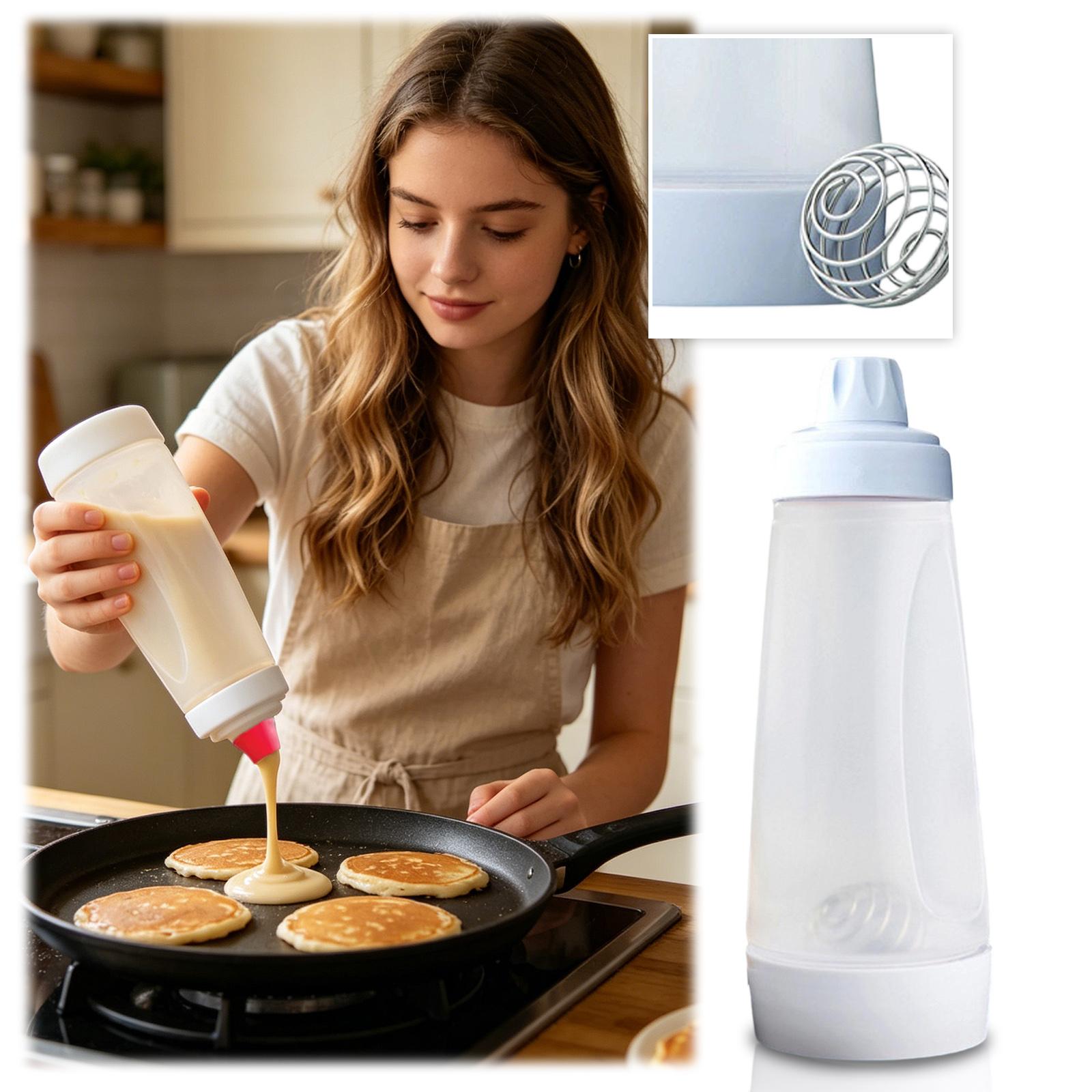 

Hand Cranked Pancake Batter Mixing Bottle, Pancake Cream Distribution Pot With Scale One Size
