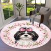 Bow tie puppy Round Area Rug,Carpet Rug for Living Room Bedroom Sofa Playroom Decor,Non slip Floor Mat