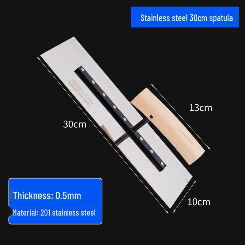 Bent Wood Handle Blue Steel Putty Knife & Drywall Scraper