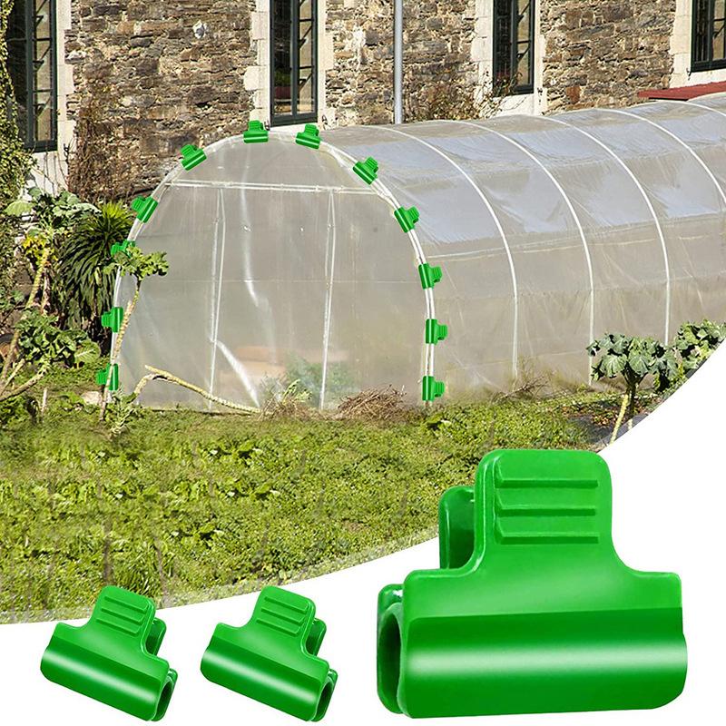 50pcs Green Plastic Greenhouse Film Clips - Heavy-Duty Windproof Garden Clips For Securing Mulch, Tarp & Plant Covers
