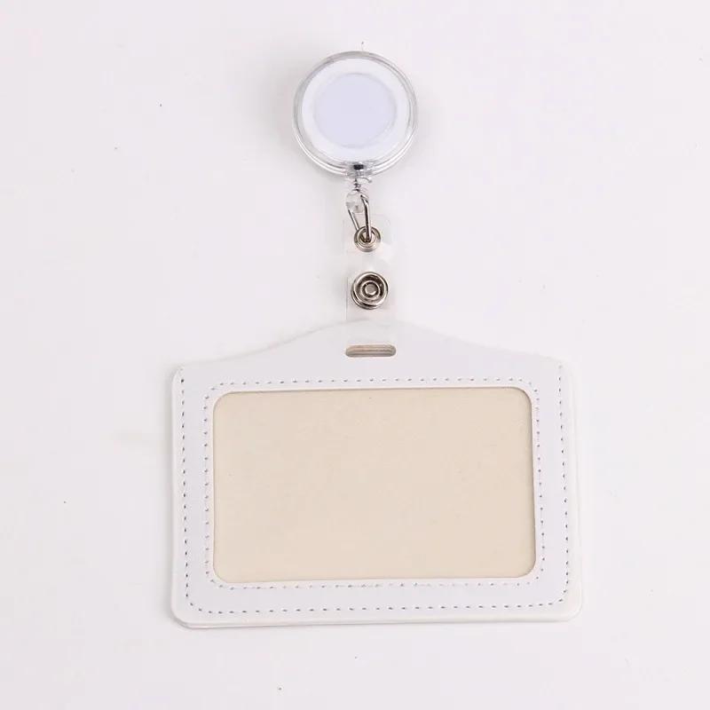 Women Man Bank Credit ID Card Holders Bus Identity Badge Protector Cover Bus Card Covers with Retractable Reel Office Supply