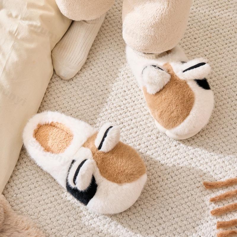 Fashion Cute Women Plush Shoes Autumn Winter New Fashion Thicken Men Indoor Home Shoes Warm Non-slip Comfortable Couple Cotton Slippers