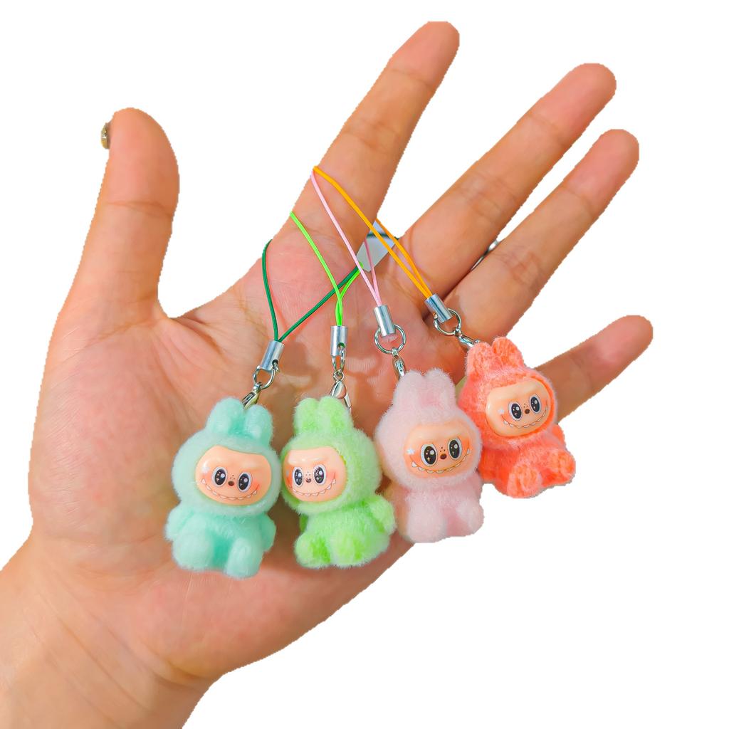 Mobile Phone Rope Flocking Keychain Pendant Doll Bag Pendant Creative Small Gift Pendant