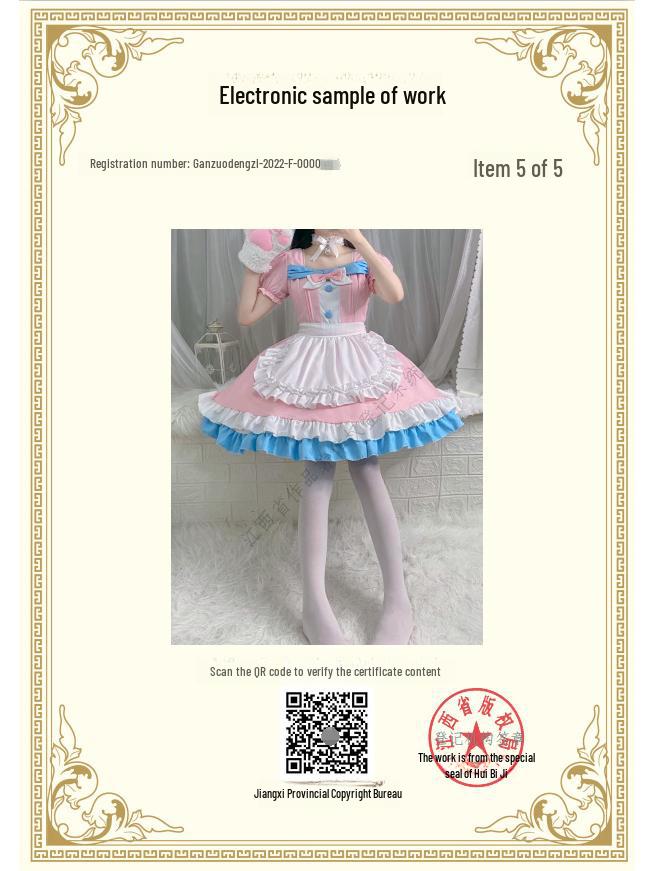 Café Style Cute Lolita Maid Outfit - Pink & Blue Bow Dress for Women