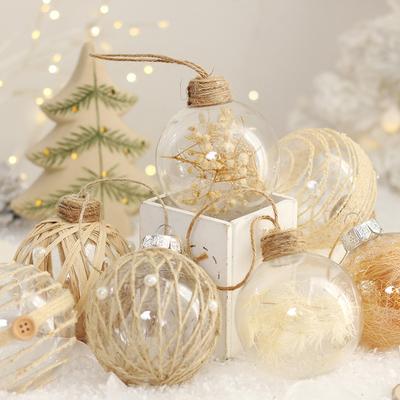 6 Stück Transparente PET Seilumwickelte Weihnachtskugel Set Weihnachtsspaß Dekorationen Partyatmosphäre Weihnachtsbaumschmuck Kugel