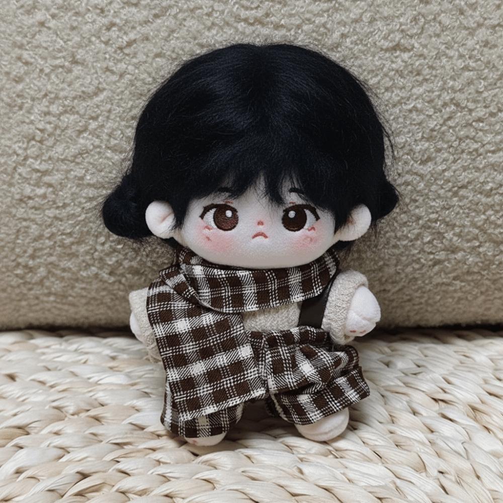 1 Set Uniform Doll Clothes Outfit Plaid Overall Doll Dress Up Set  10cm Cotton Doll