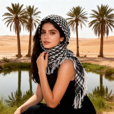 Mesh Yarn Desert Scarf with Tassels Soft Breathable Lightweight Outdoor Neck Piece Unisex Fashion Accessory
