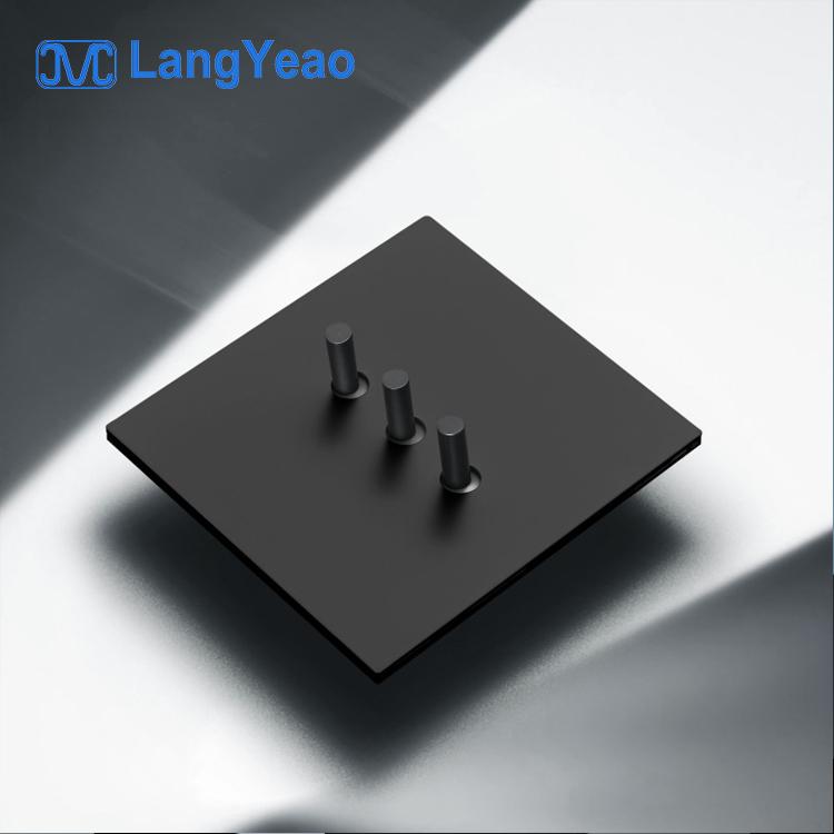 LangYeao Mattschwarz Ultra-dünner Edelstahl Kippschalter 1/2/3/4-fach und Steckdose 4mm Schlanke Metall-Wandplatte Minimalistisches Design