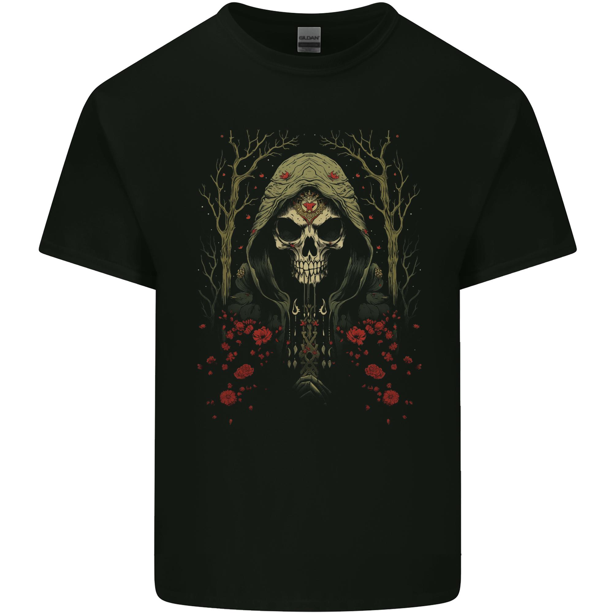 Forest Grim Reaper Skull Cult Unisexs Light Cotton TShirt S
