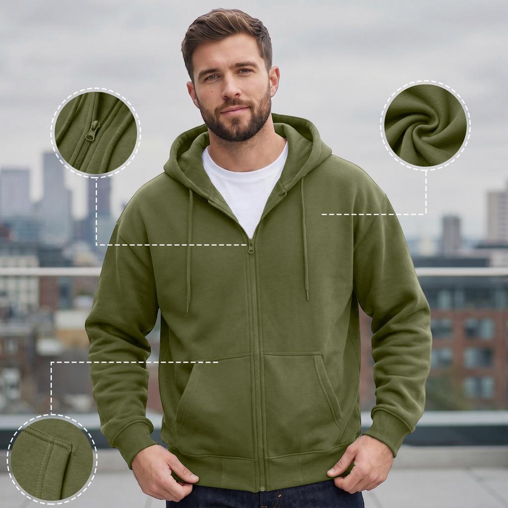 Men's Casual Color Zip-up Hoodie Jacket