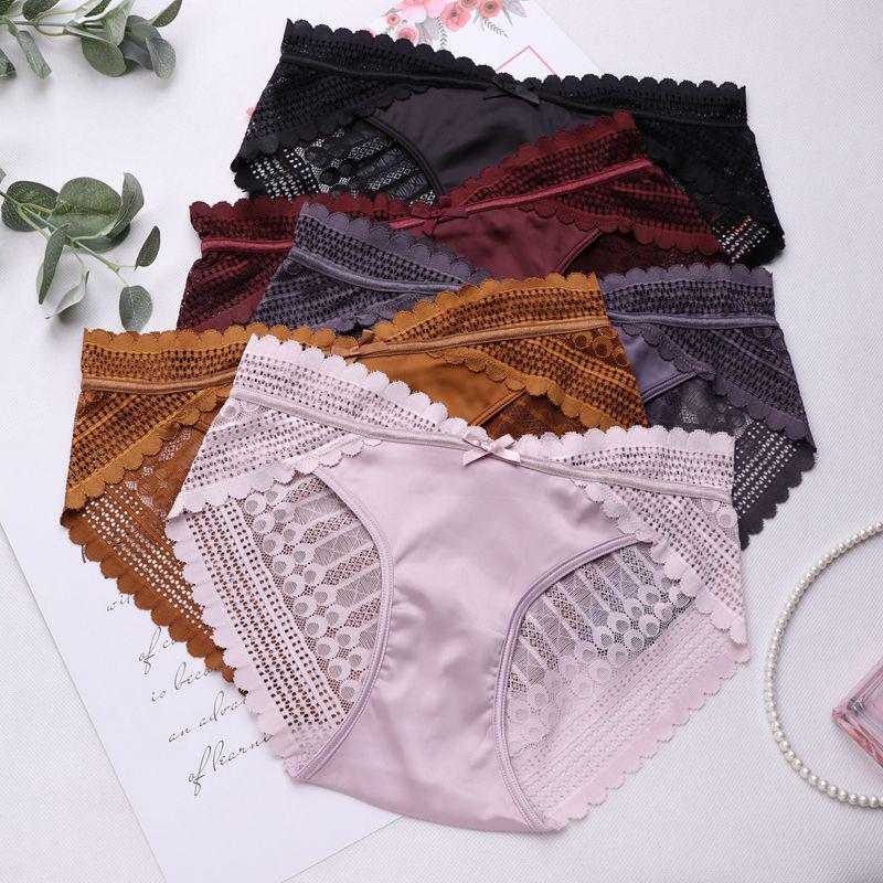 Nahtlose Damenunterwäsche, niedrige Taille, gekreuzte Spitzenhöschen, Damen-Dessous, Slips, atmungsaktive Baumwoll-Tangas, Höschen für Damen