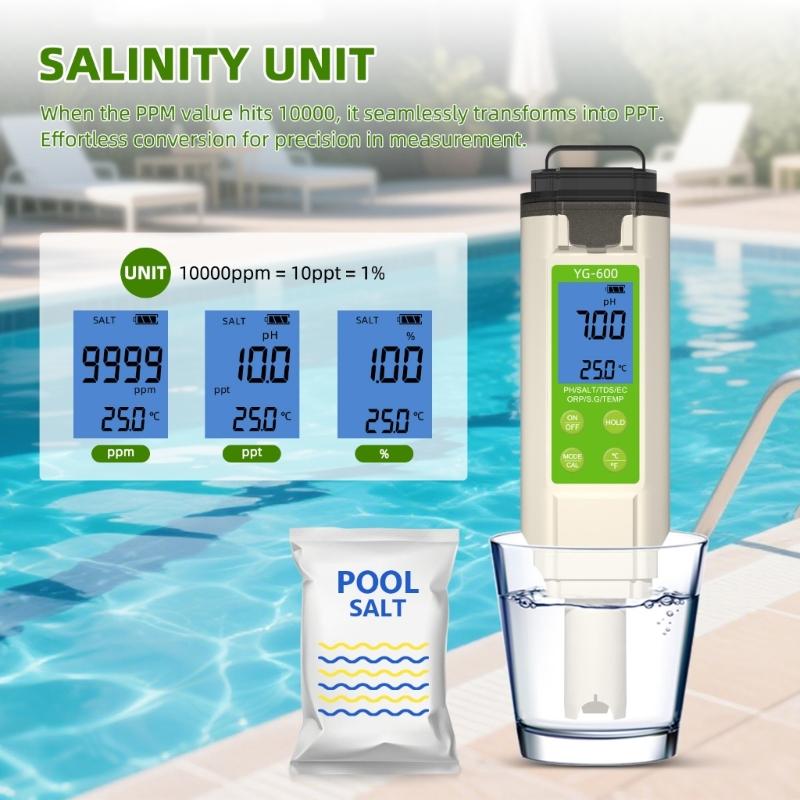 7 in 1 TDS ORP Salt Temperature Meter Digital Meter Water Quality Tester for Hydroponic Meter Portable