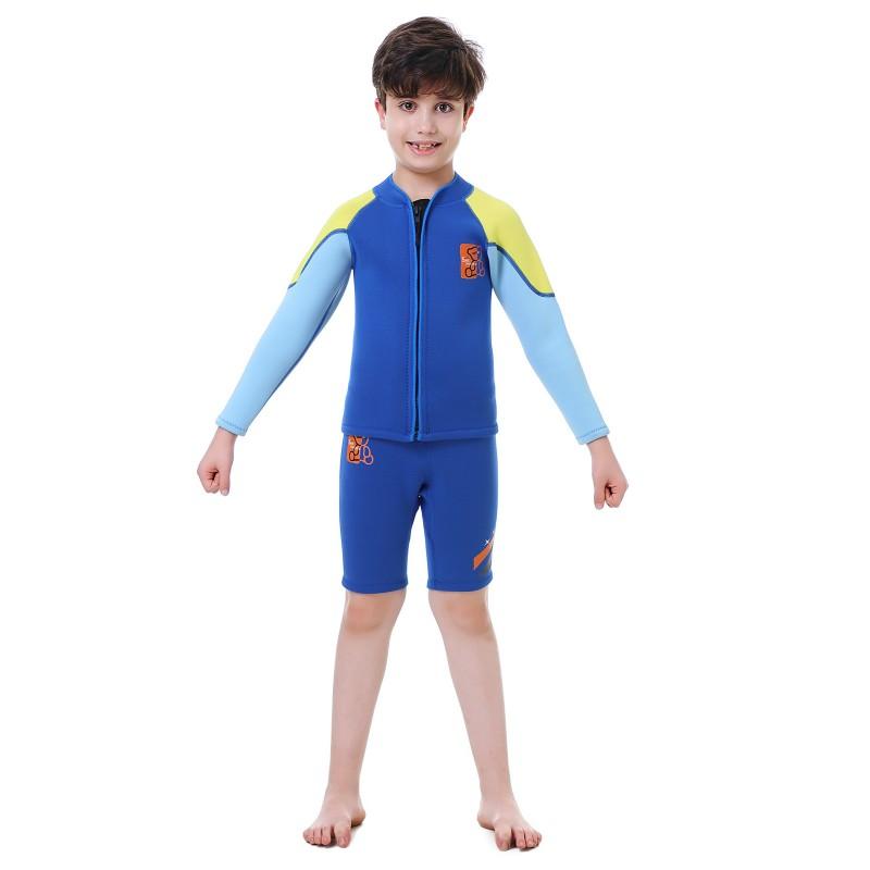 Children's 2.5MM Split Thermal Diving Suit Men Girls Long-sleeved Shorts Surfing Jellyfish R026