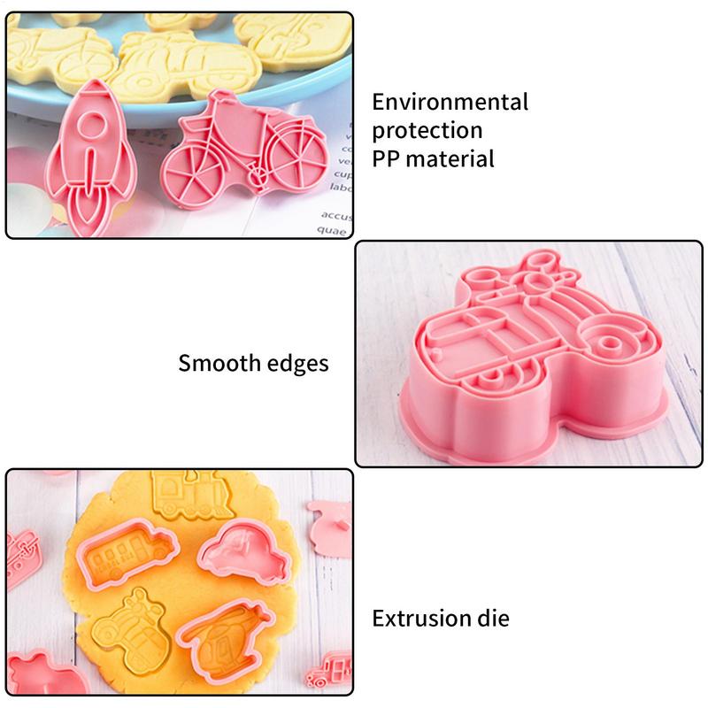 Travel Theme Cookie Cutter 8X Cartoon Cookie Embossing Dies Cake Decorating Tools Pastry Stamp For Homemade Snacks