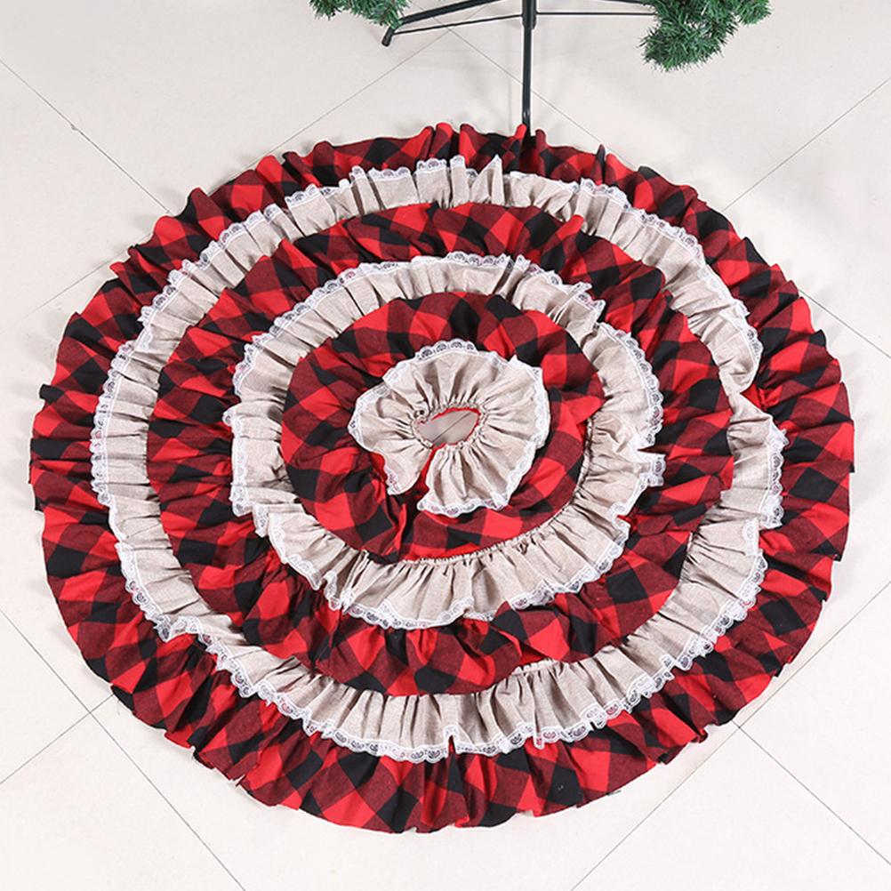 Weihnachtsbaumdecke Weihnachtsbaum Rock Weihnachtsbaum Unterseite Dekoration Schwarz und Rot Kariert Spitze Kuchenbaumdecke