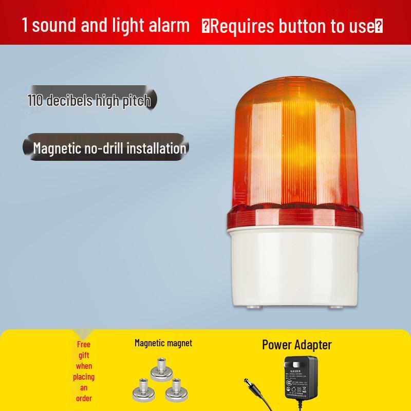 Cold Storage Sound & Light Wireless Alarm System with One-Key Emergency Button for Refrigerator/Freezer.