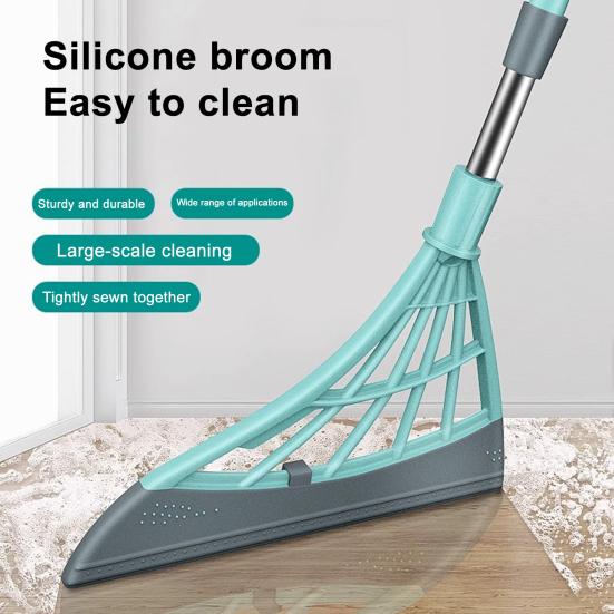 Broom with Silicone Brush Heads Stainless Steel Rods Easy Assembly Interior Surface Cleaner Cleaning Tool