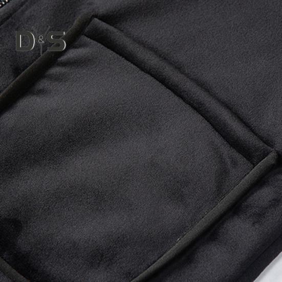 Men Vest Coat V-Neck Sleeveless Solid Color Velvet Lined Vest Coat with Pockets Zipper Closure Thickened Warm Bottoming Waistcoat