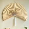 Handcrafted Bamboo Woven Hanging Fan In New Chinese Style, Elegant Wall Decor Pendant for Hotel, Homestay,  Wedding Scene Layout