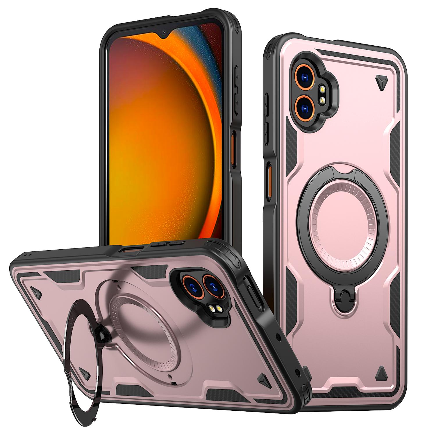 

Чехол для Samsung Galaxy Xcover 7 Pro Armor Противоударный Вращающийся на 360° Магнитная Металлическая Подставка Мягкий TPU Бампер Жесткий Пластиковый Чехол для Телефона Galaxy XCover7 Pro розового золота