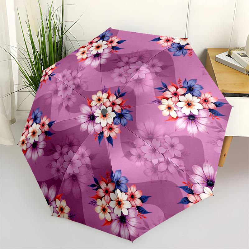 1pc Floral Pattern Design Umbrella with Plastic Handle,Suitable for All Seasons Umbrellaptys26054