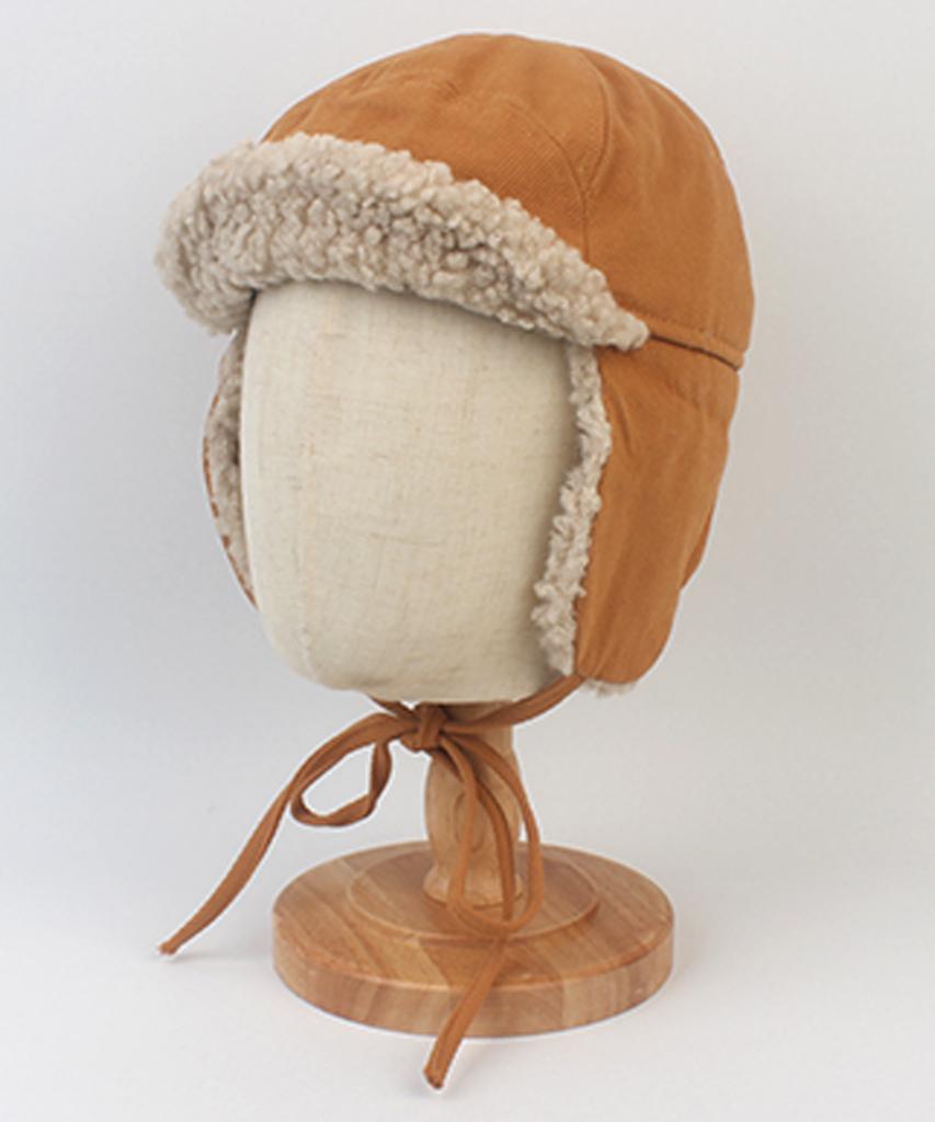 Yunibeosyeolkemiseuteuli Corduroy Beige String Earflap Cap