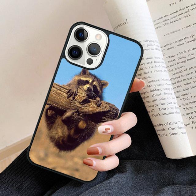 Kawaii Baby Raccoons Racoons Phone Case Back Cover for iPhone 17 Air 16 15 14 13 11 12 Pro Max Plus Fundas Coque