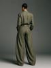 Women's Olive Green Long Sleeve Wide Leg 2 Pcs Set