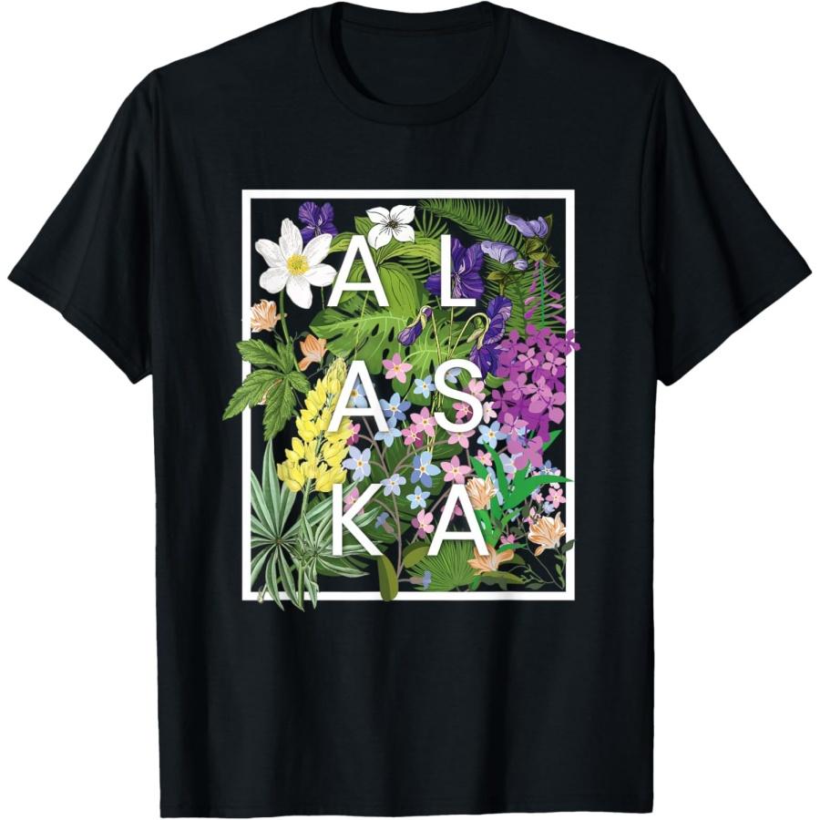 

Flowers of Alaska Word Art - Alaskan Pride T-Shirt XXXXXL чорний