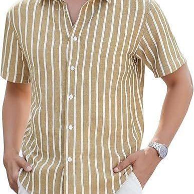 Men Striped Short Sleeve Casual Breathable Shirt S дубильная кора