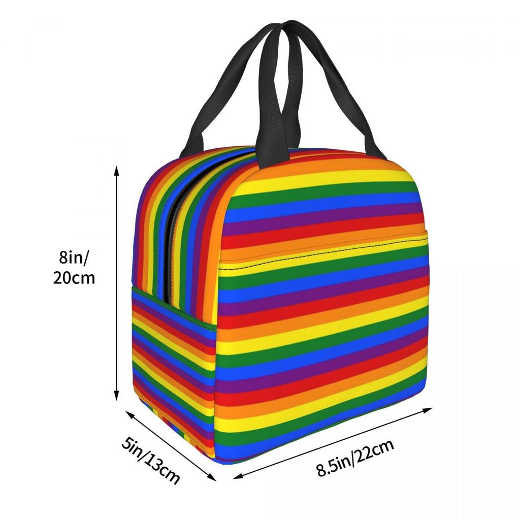Rainbow Pride Flag Insulated Lunch Bag for Women Kids Portable Food Boxes Thermal Lunch Box Tote