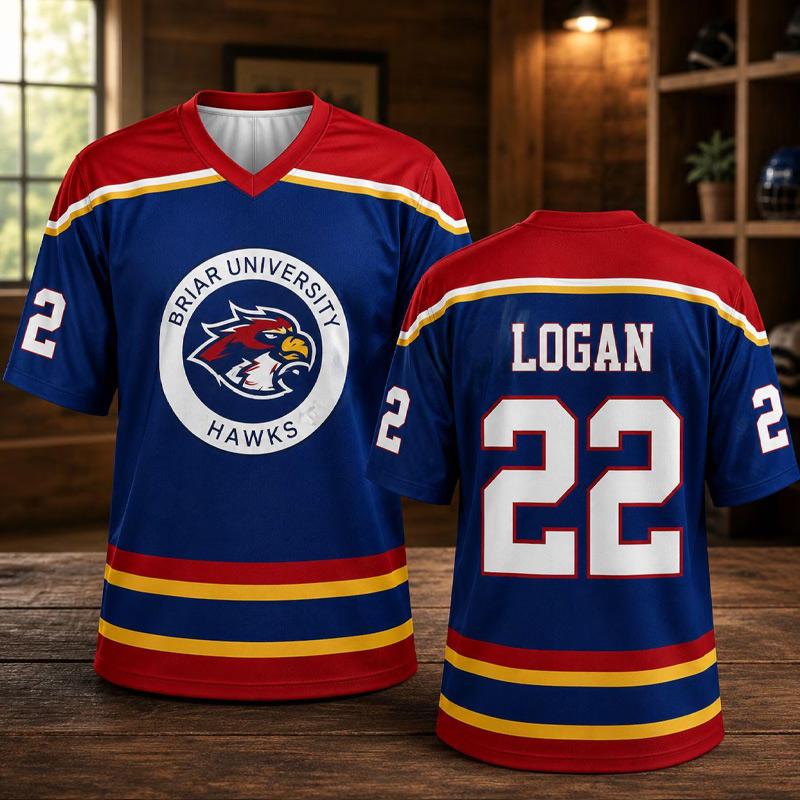 Off Campus Briar University Jersey Graham 44 22 DI LAURENTIS 66 Tucker46 T-shirt V-neck Short Sleeve Men Women Hockey Jersey Top
