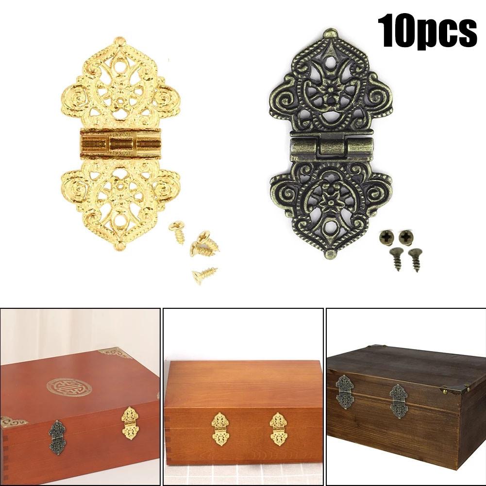 10Pcs 53x28mm Antique Decorative Hinges Wood Box Furniture Door Hardware Hot