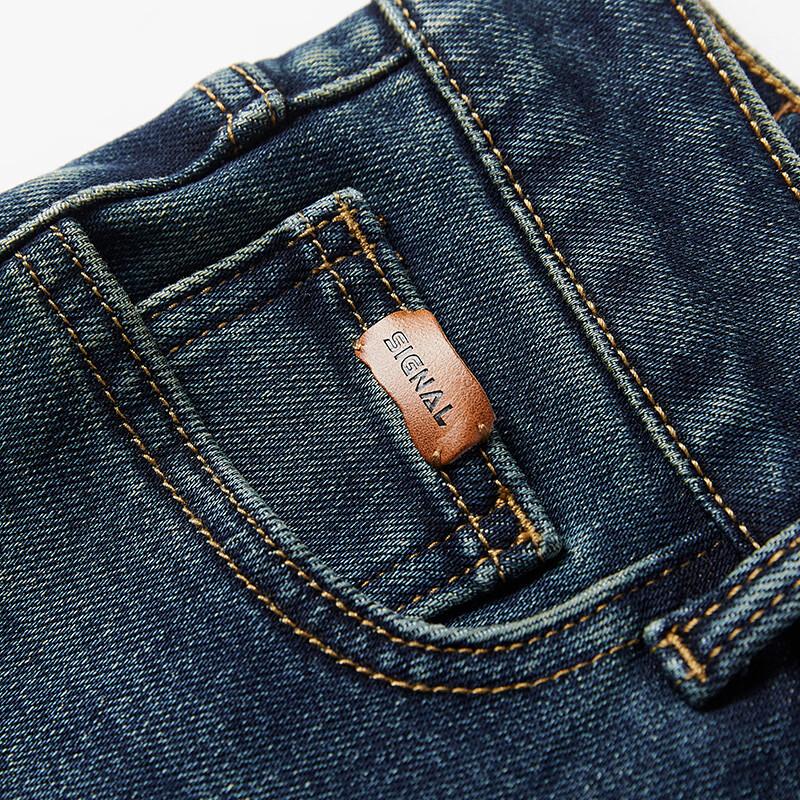 Xiangying Women's Retro Denim High-Waist Straight Jeans