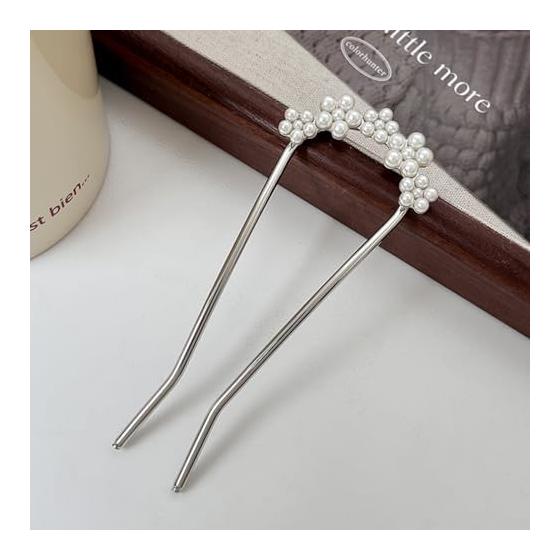 Kanzashi Hairpin Japanese Hair Accessory Pearl U-Comb Wedding Kimono Coming of Age Ceremony Recital 5-Flower Chain S