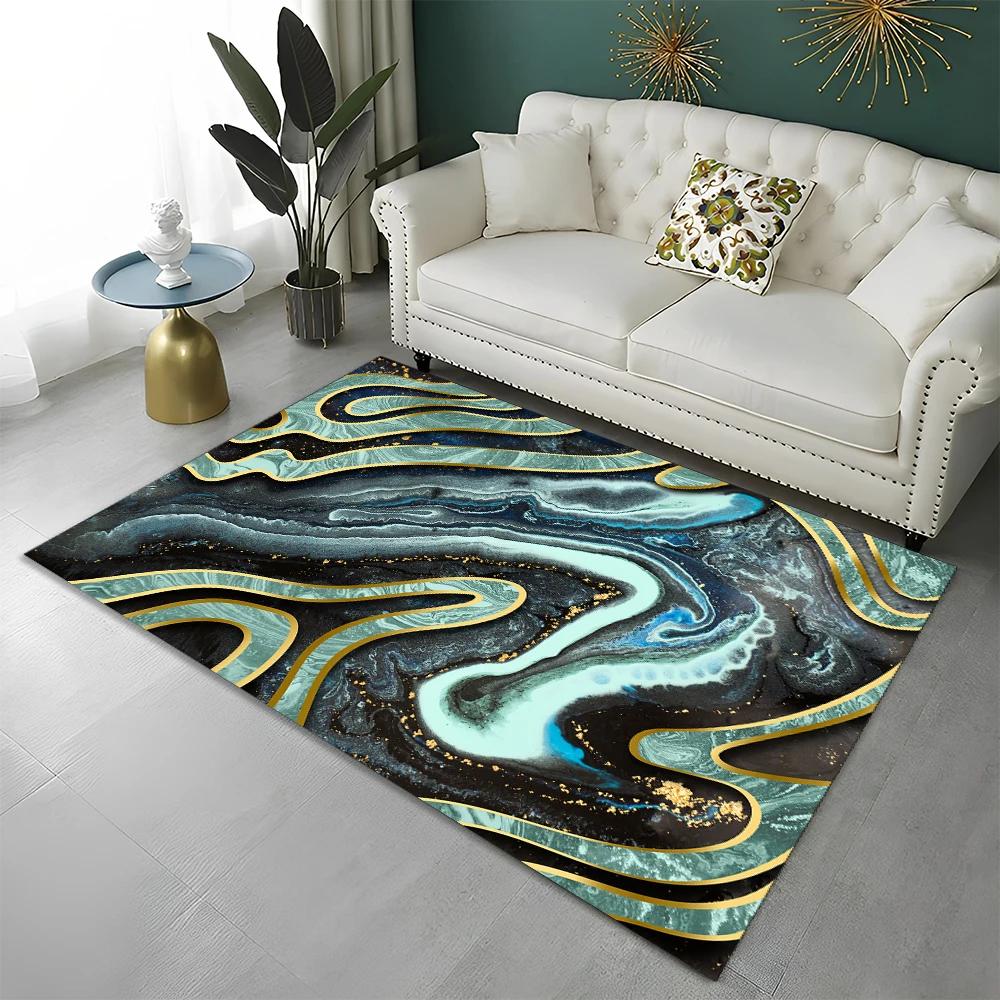 3D Colour Splendid Gold Nordic Marble Carpet Rug for Home Living Room Bedroom Sofa Doormat Decor,kid Area Rug Non-slip Floor Mat