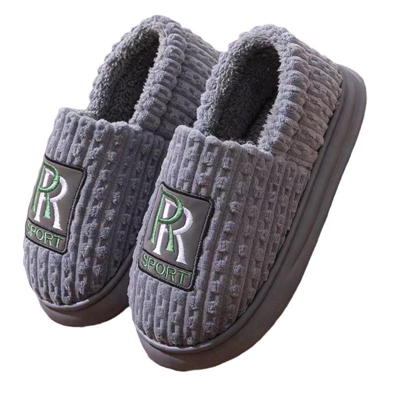 Cotton slippers men's spring and autumn winter plush home use non-slip home indoor warmth couple winter women