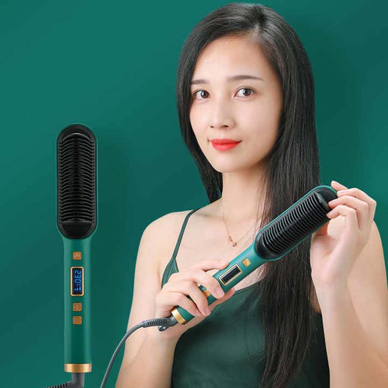 2-In-1 Electric Smart Heat Hair Straightener Comb Electric Negative Ions Hot Hair Brush Curly Hairbrush