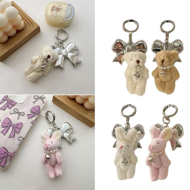 Eleganter Plüschbär-Schlüsselanhänger, weicher, pelziger Tieranhänger für Rucksäcke und Taschen, modisches Accessoire, Dekoration