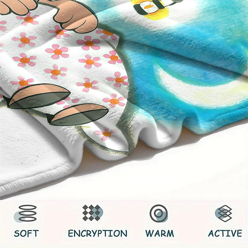 Krtek Printed Flannel Blanket, soft throw for bedroom sofa, washable, fan merchandise, great gift.