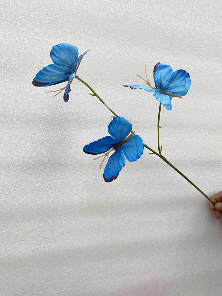 Three-Head Butterfly Artificial Flowers for Wedding Decorations and DIY Floral Arrangements