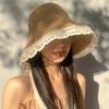 Women'S Wide Brim Sun Hat for Summer, Breathable & Foldable with Lace Trim and Adjustable Chin Strap - Lightweight Crochet Beach Hat, Protection